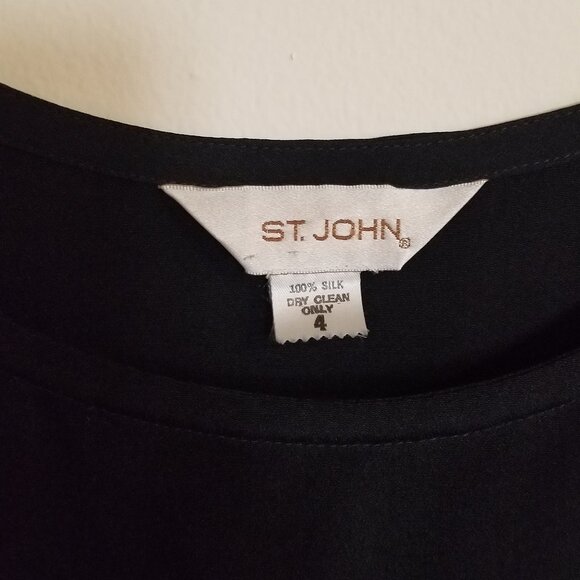 ST. JOHN 100% Silk Black Sleeveless Shell Tank  - Sz 4 - Picture 2 of 5